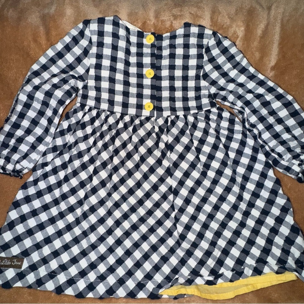 Matilda Jane Enchanted Garden Gingham and Giggles Dress Navy White 18-24M - Picture 3 of 5